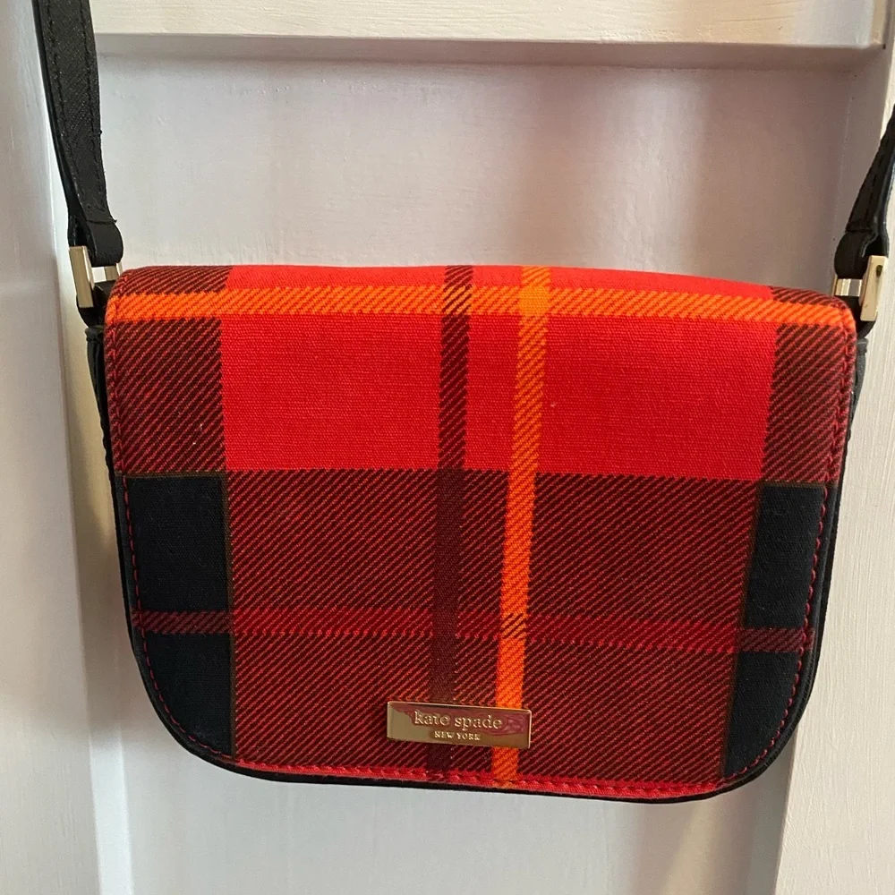 Kate Spade Red Plaid Small Crossbody - Picture 1 of 6